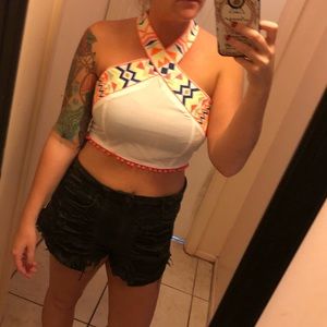 Hope's Tops - Sold 🚫 Hope’s NWT neon accent festival crop top Hope's Tops - Sold 🚫 Hope’s NWT neon accent festival crop top